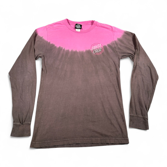 Santa Cruz Shirt Adult SMALL Pink Gray Tie Dye Two Tone Long Sleeve Skater - Picture 2 of 6